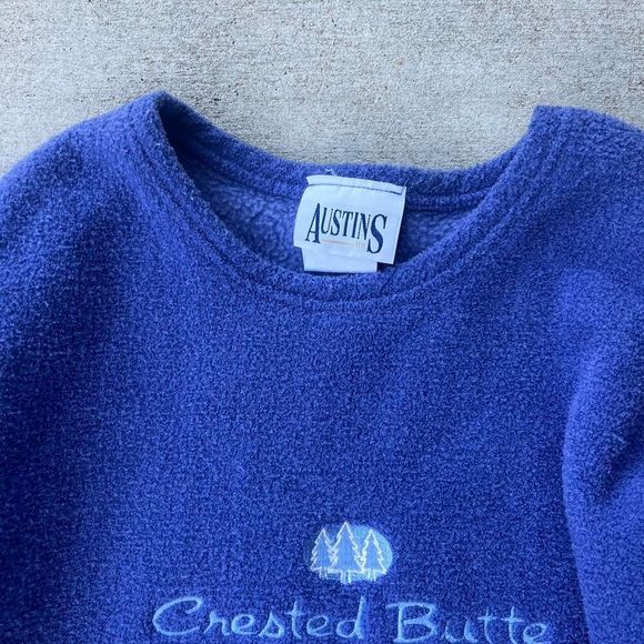 Embroidered Fleece‎ Crested Butte Crewneck Purple Size S - Picture 2 of 3